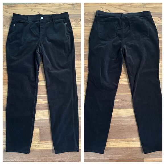 J. Jill Pants - J. Jill Black Corduroy Pants, Women, Slim Straight Leg, Large TALL